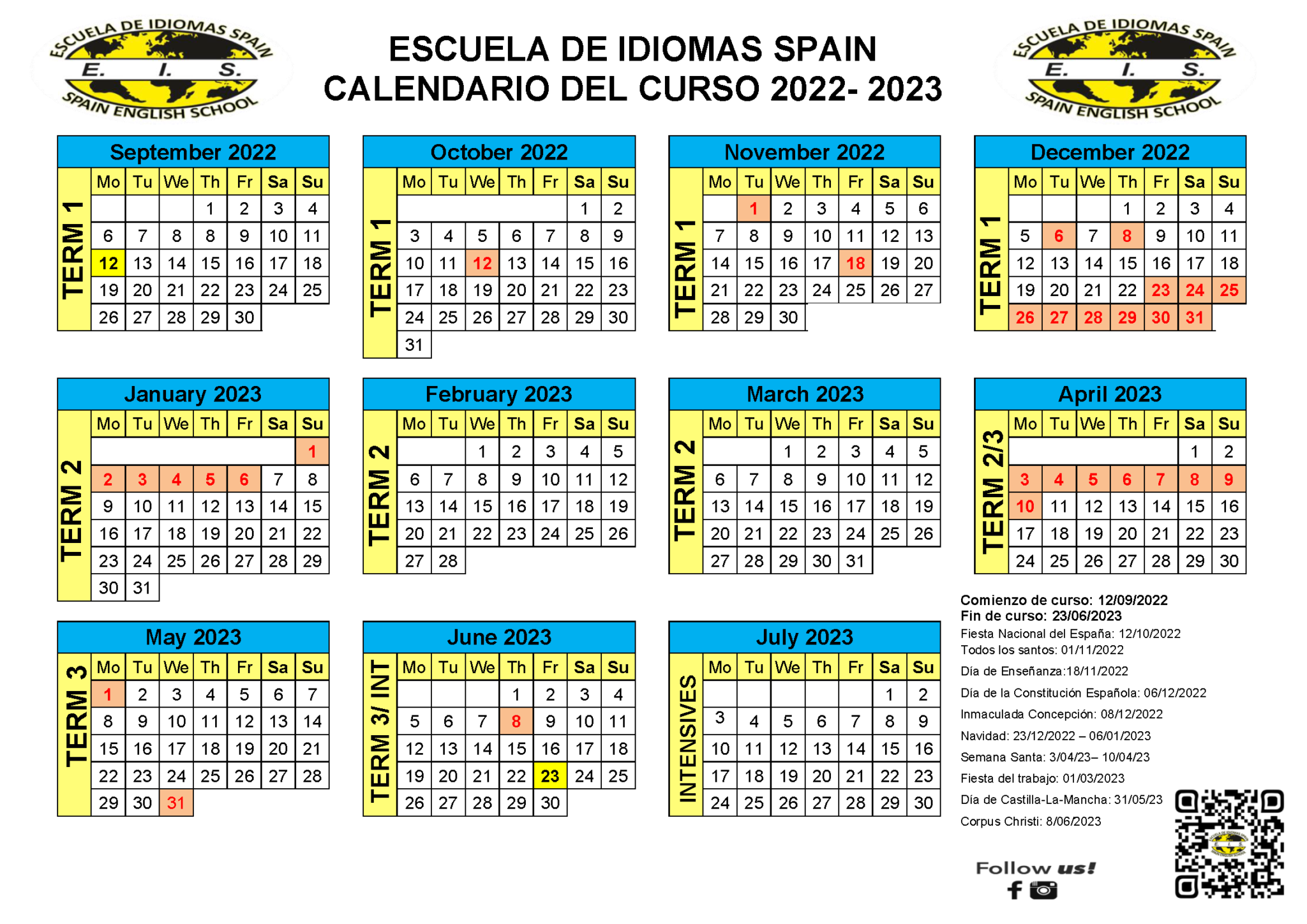 calendario-escolar-escuela-de-idiomas-spain